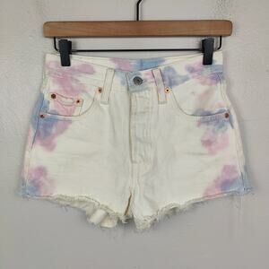 Levi's 501‎ Original Shorts Womens 25 Pastel Tie Dye Cut Offs Button Fly Grunge